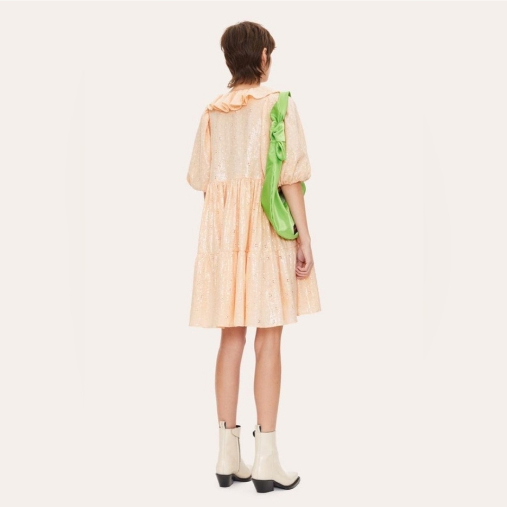 NWT Stine Goya Imperio Peach Sequin Ruffle Puff Sleeve Mini Dress XS - Picture 5 of 8